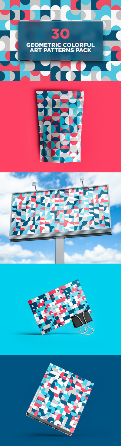 30种时尚高端抽象几何彩色艺术图案背景底纹纹理集合