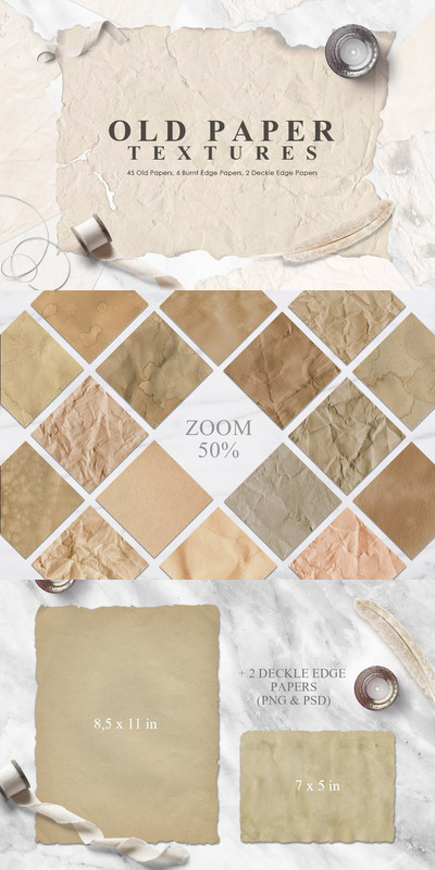高品质的复古牛皮纸旧纸张背景底纹纹理集合-JPG，PSD，PNG