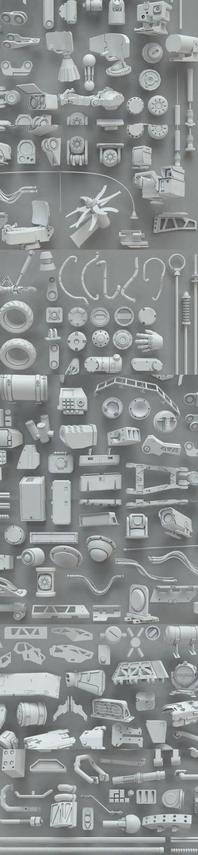 268个科幻高科技机械部件大合集 下载（C4D,OBJ,FBX,MAX）