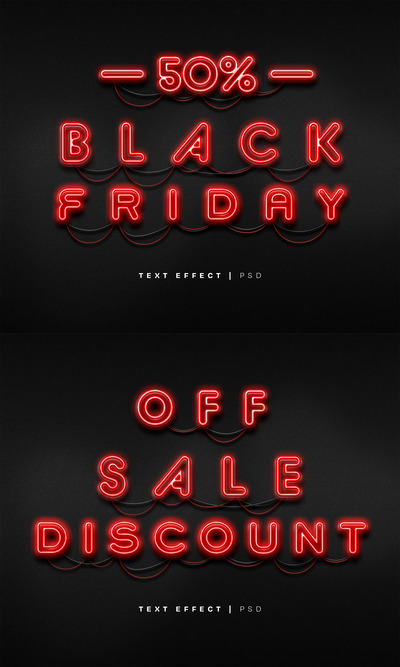 黑色星期五霓虹灯文字效果样机
