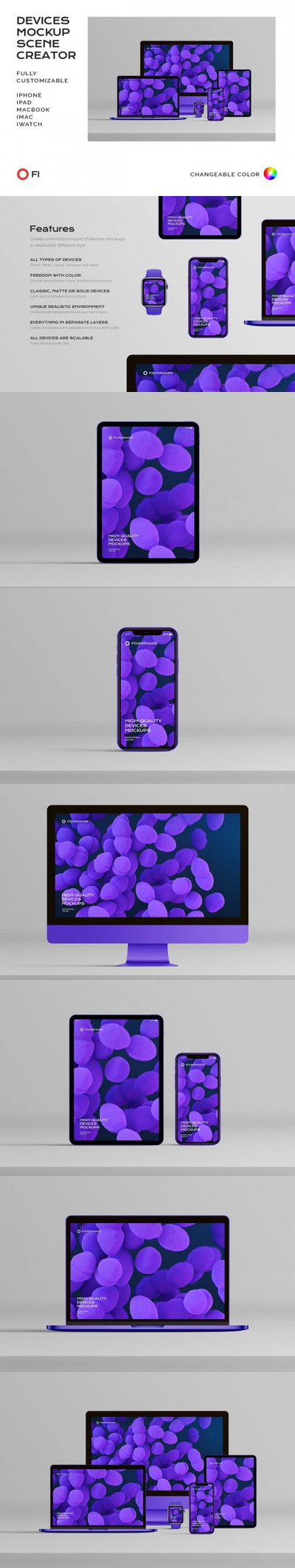 苹果智能设备场景屏幕展示样机模板-正视图