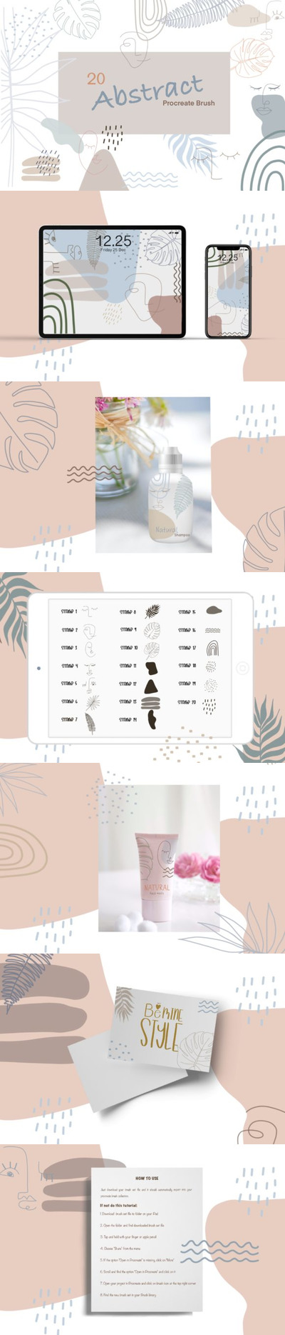 20个抽象图章图形Procreate笔刷下载