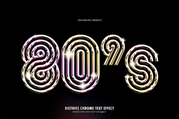 复古80年代金属文字效果样机