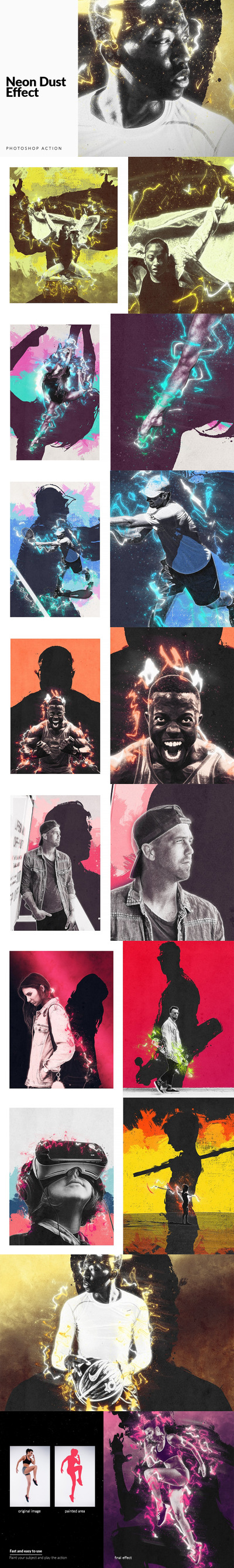 抽象艺术能量特效霓虹灯灰尘效果Photoshop动作