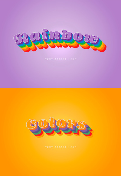 复古彩虹文字效果样机