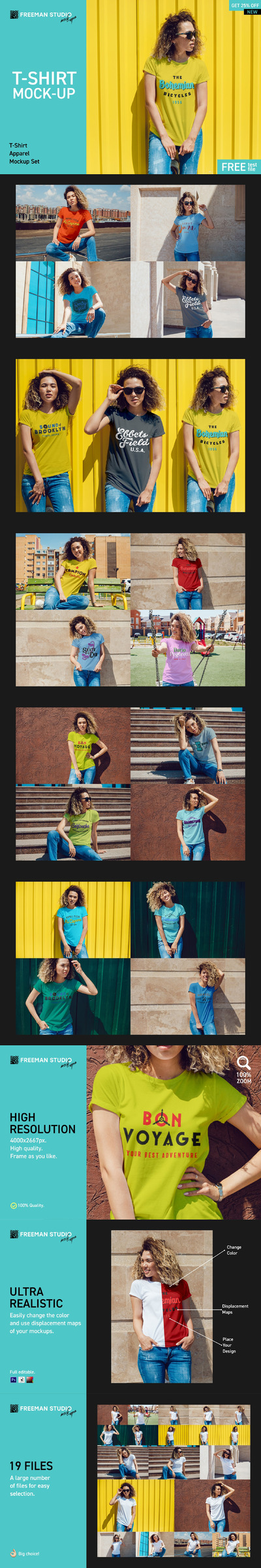 女模特T恤服装展示样机合集[1.12GB]
