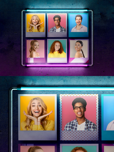 空白即时相框霓虹灯模型样机（PSD）