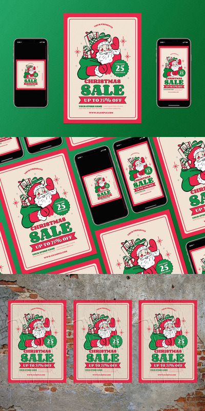 圣诞大减价促销海报模板下载（AI,PSD）