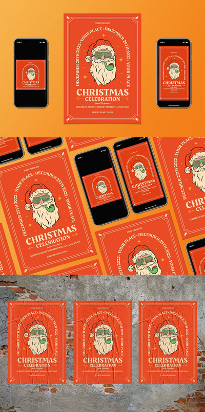 圣诞节庆祝海报设计模板下载（AI,PSD）