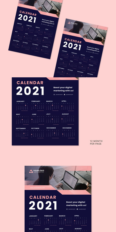 2021年挂历模板下载（AI,EPS,INDD,PDF,PSD）