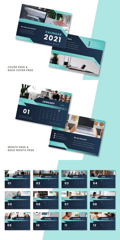 2021新年年历模板下载（AI,EPS,INDD,PDF,PSD）