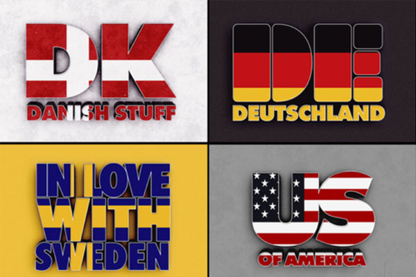 3D国家国旗标志文字效果