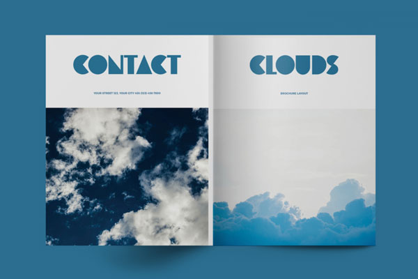 蓝色商业宣传册杂志布局设计模板
