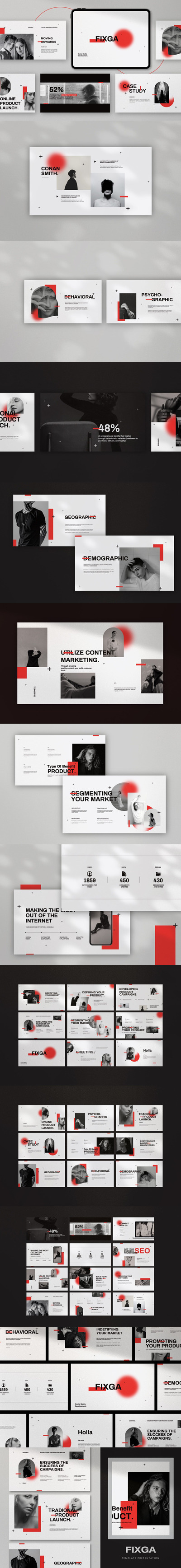 时尚高端简约多用途高品质社交媒体风格powerpoint幻灯片演示模板（pptx）