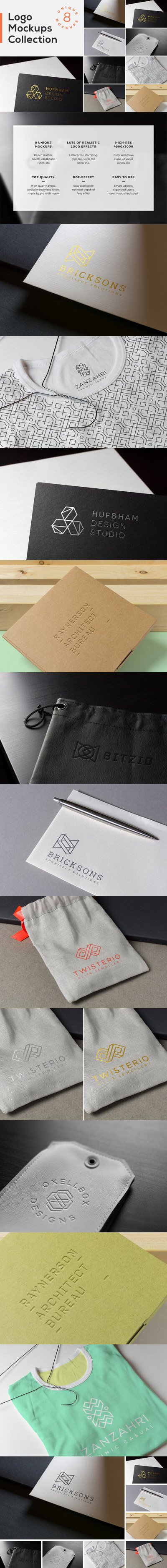 高端多用途的多种logo标志设计VI样机展示模型mockups