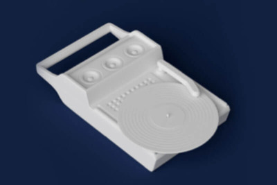 户外随身手提复古唱片机C4D模型（FBX）