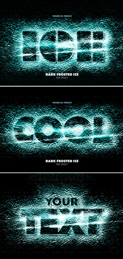 黑色磨砂冰文字效果样机