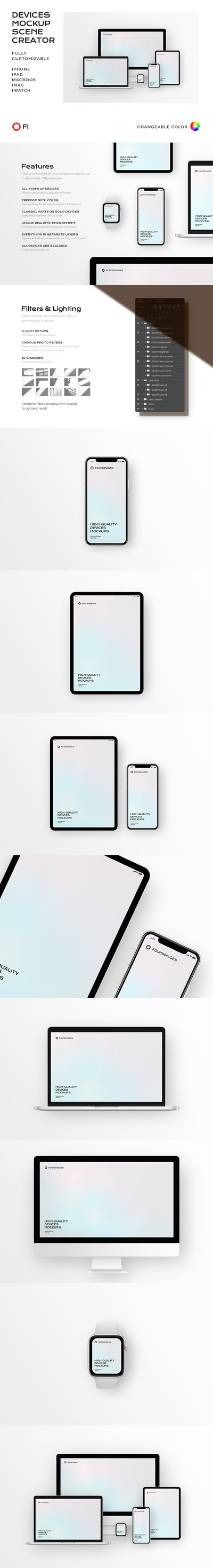 苹果系列设备多屏幕演示样机素材集