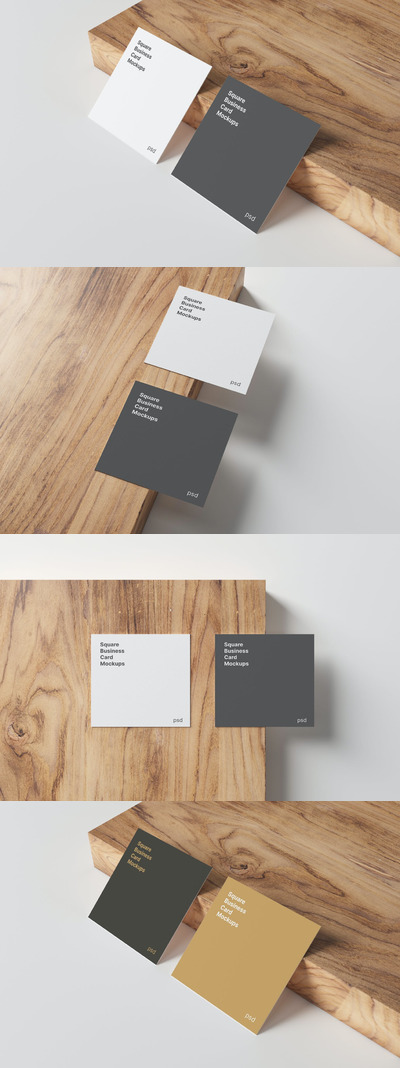 高品质的方形名片设计VI样机展示模型mockups