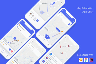 地图 & 位置 相关LBS功能的 App UI Kit（FIG,SKETCH,XD）