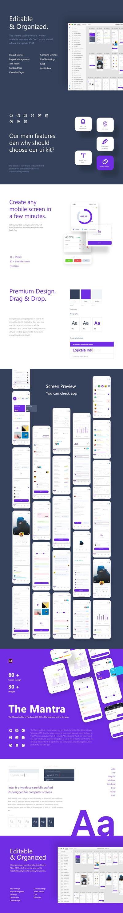 现代间的任务管理APP UI模板下载（XD）