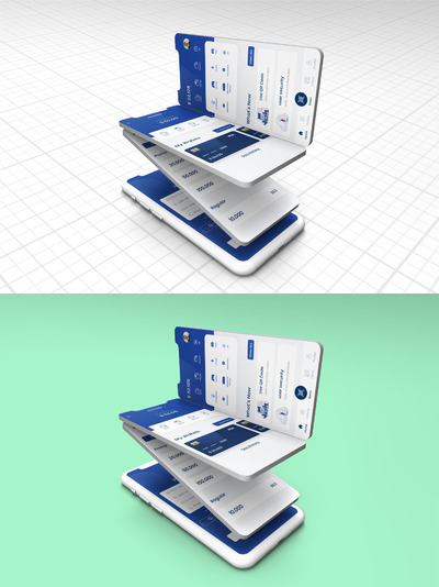 堆叠iPhone 11 创意手机样机（PSD）