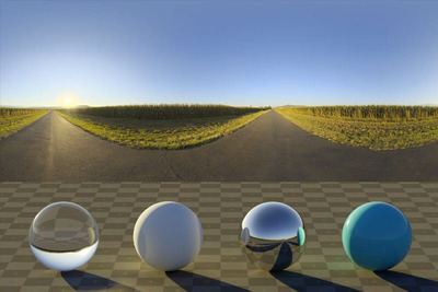 绿植小路上的日落场景HDRI贴图（HDR）