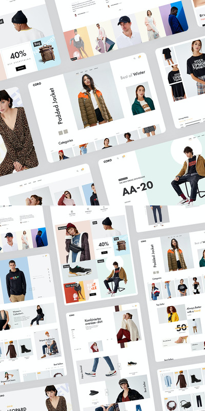 卡片式时尚电商网站模板下载（PSD）