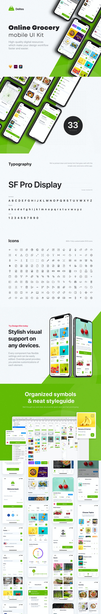在线杂货和食谱APP UI套装（FIG,SKETCH,XD）