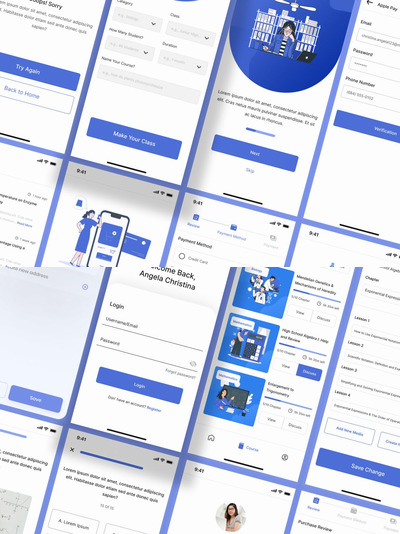 教育网课主题的APP UI模板套装（FIG）
