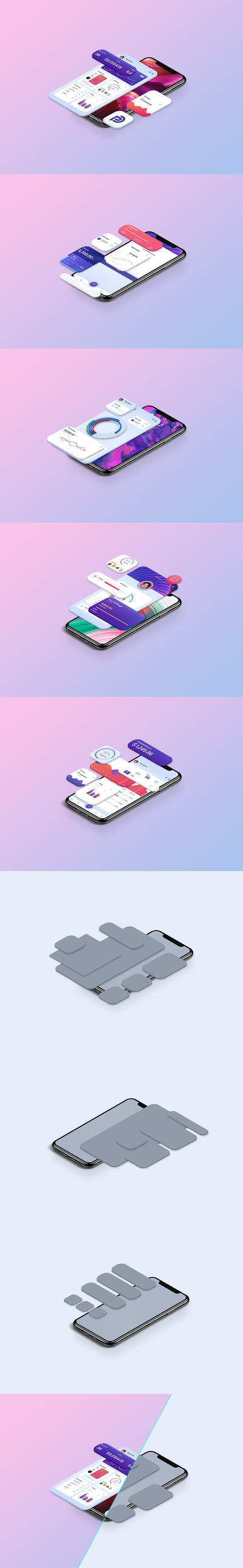 透视角度的APP UI设计展示样机（PSD）