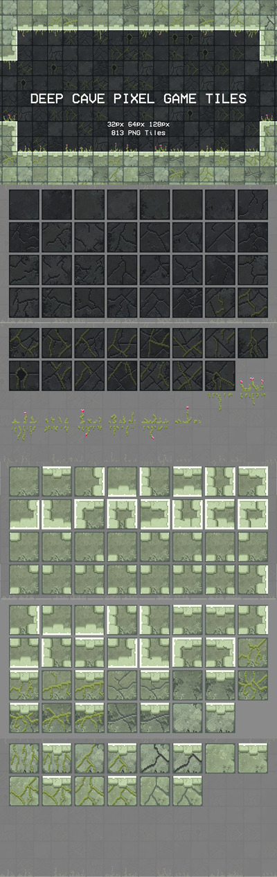 少见的地牢地洞像素游戏风格背景底纹纹理集合