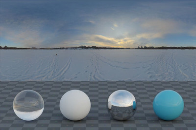 冬季雪地或冰湖场景的傍晚日落HDRI贴图（HDR）