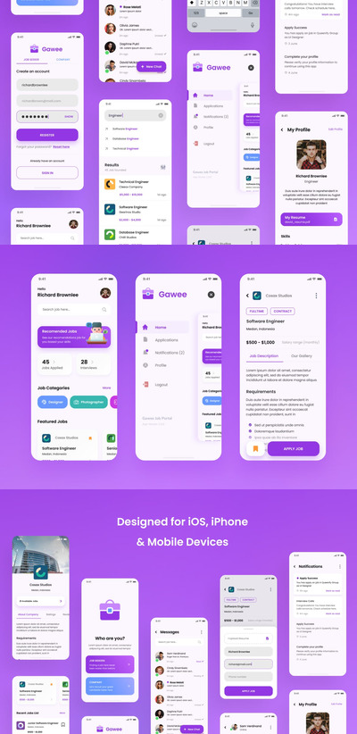 作业门户iOS APP UI模板（FIG,PSD）