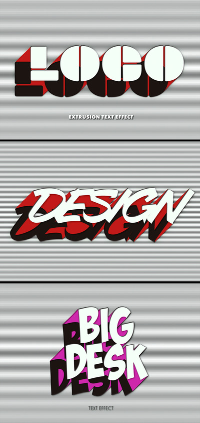 混合挤压特效Logo设计文本效果样机