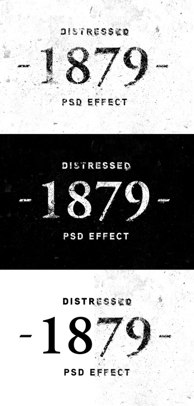 复古破旧磨损文字效果psd模板