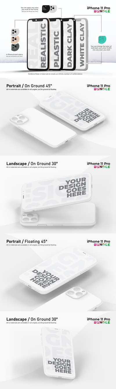 iPhone 11 Pro 手机样机组合下载（PSD）