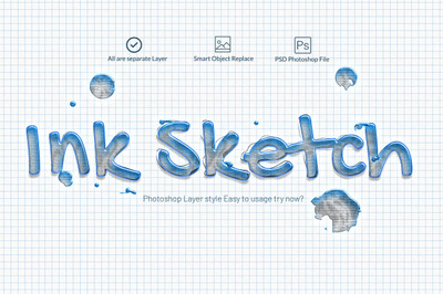 墨水素描photoshop文字效果样式[PSD]