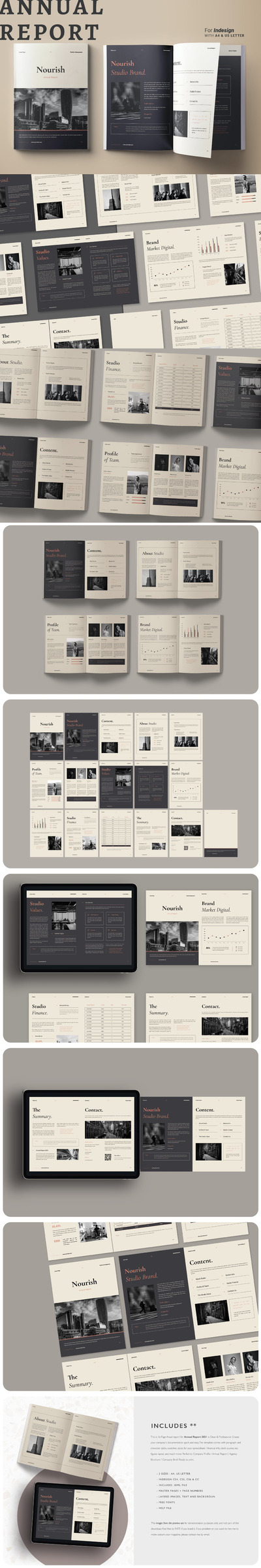 高品质的时尚高端年度报告品牌手册画册宣传册杂志房地产楼书设计模板