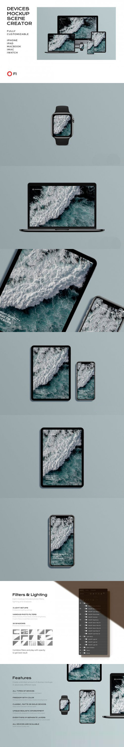 苹果高端设备屏幕展示样机场景素材