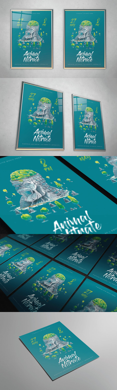 时尚高端抽象音乐节海报宣传单设计模板-PSD