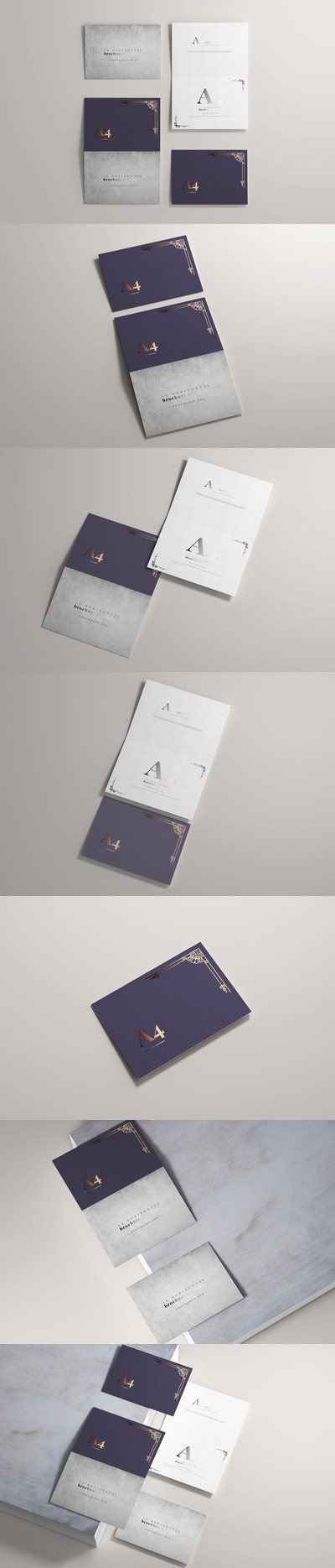 A4横向尺寸折叠式邀请函/宣传册设计样机模板