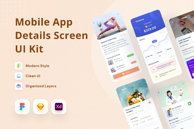 移动的APP UI详情页模板下载（FIG,SKETCH,XD）