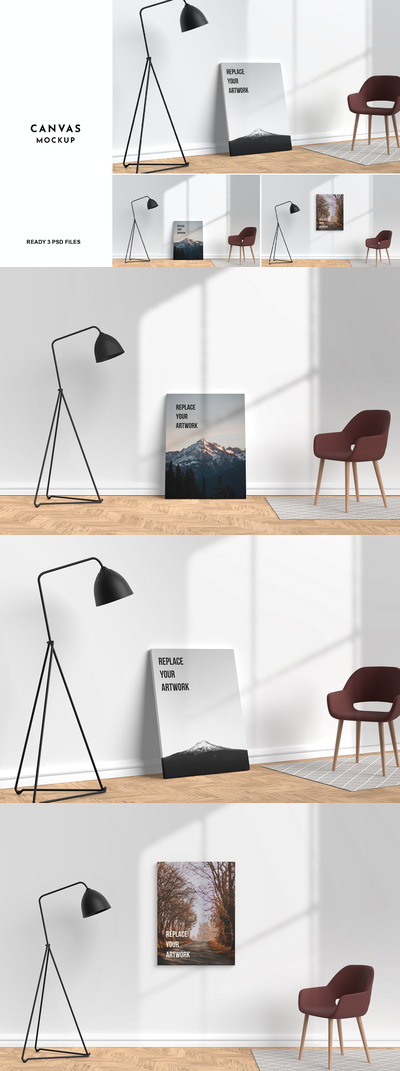 画布喷绘布装饰画海报设计VI样机展示模型mockups