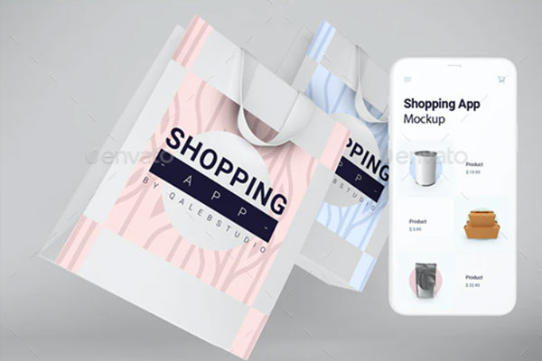 购物袋&APP应用程序展示样机素材包[1.12GB,PSD]