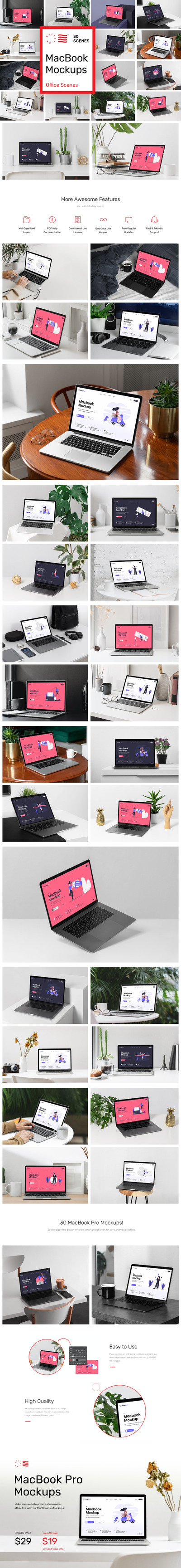 多种工作场景网站演示MacBook样机[1.45GB,PSD]