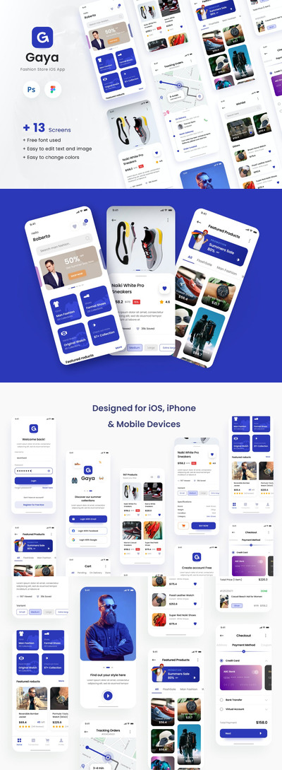 时尚高端电商 IOS APP UI KITS-FIGMA&PSD