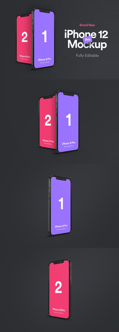 时尚高端简约好用的iphone 12 Pro APP UI样机展示模型mockups