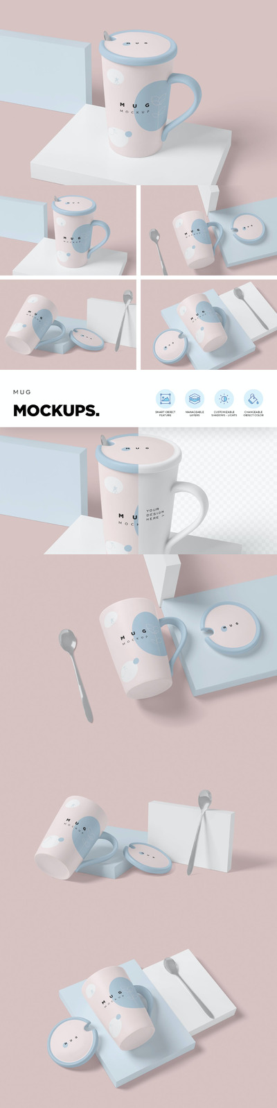 高端时尚简约清新杯子水杯设计VI样机展示模型mockups