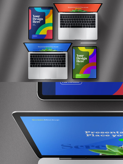 Tablets Pro笔记本电脑设置模型样机（PSD）